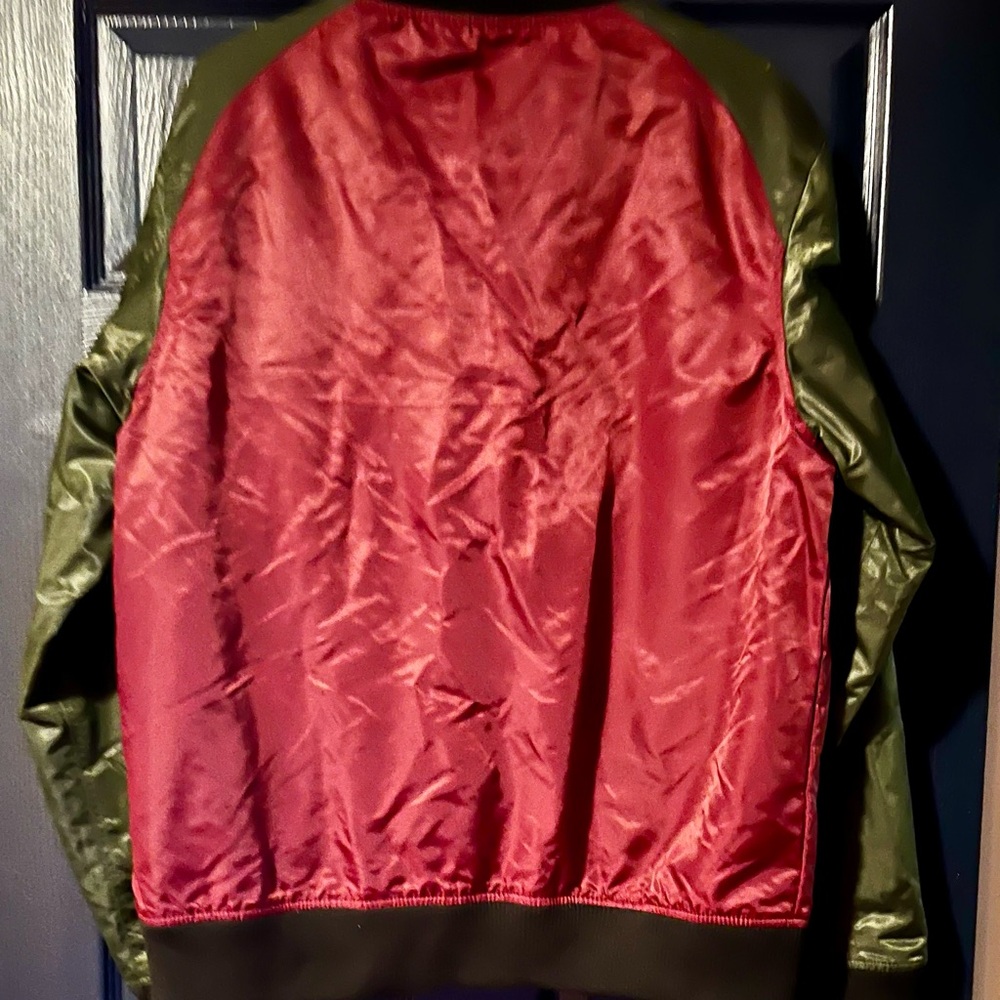 Square Zero XL Bomber Jacket Burgundy Olive 1941 Eagle Patch - Picture 9 of 13
